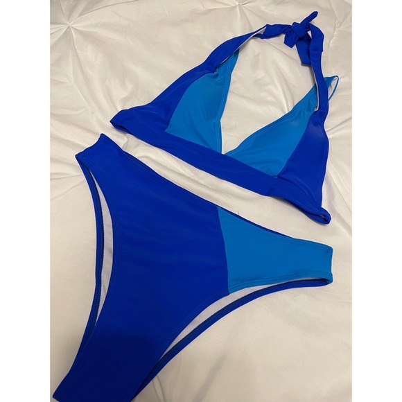 Bright Blue Multicolor Block Bikini Set - Picture 7 of 8